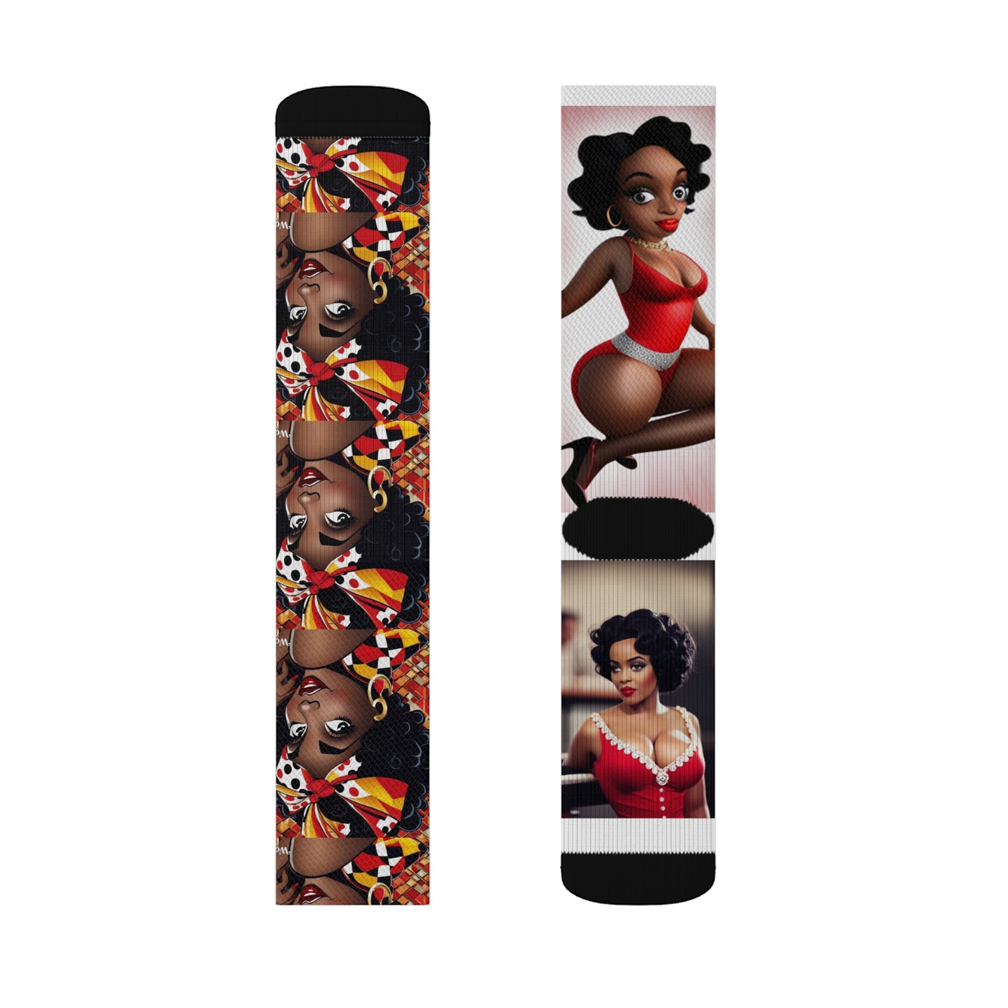 R_RH Red Caricature Sublimation Socks