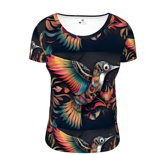 R&RH Birdsong Ladies Scoop Neck Black T-Shirt