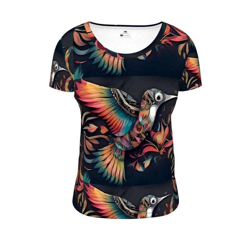 R&RH Birdsong Ladies Scoop Neck Black T-Shirt