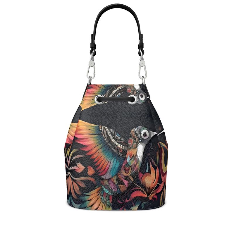 R&RH Birdsong Colorful Designs Black Bucket Womens Bag