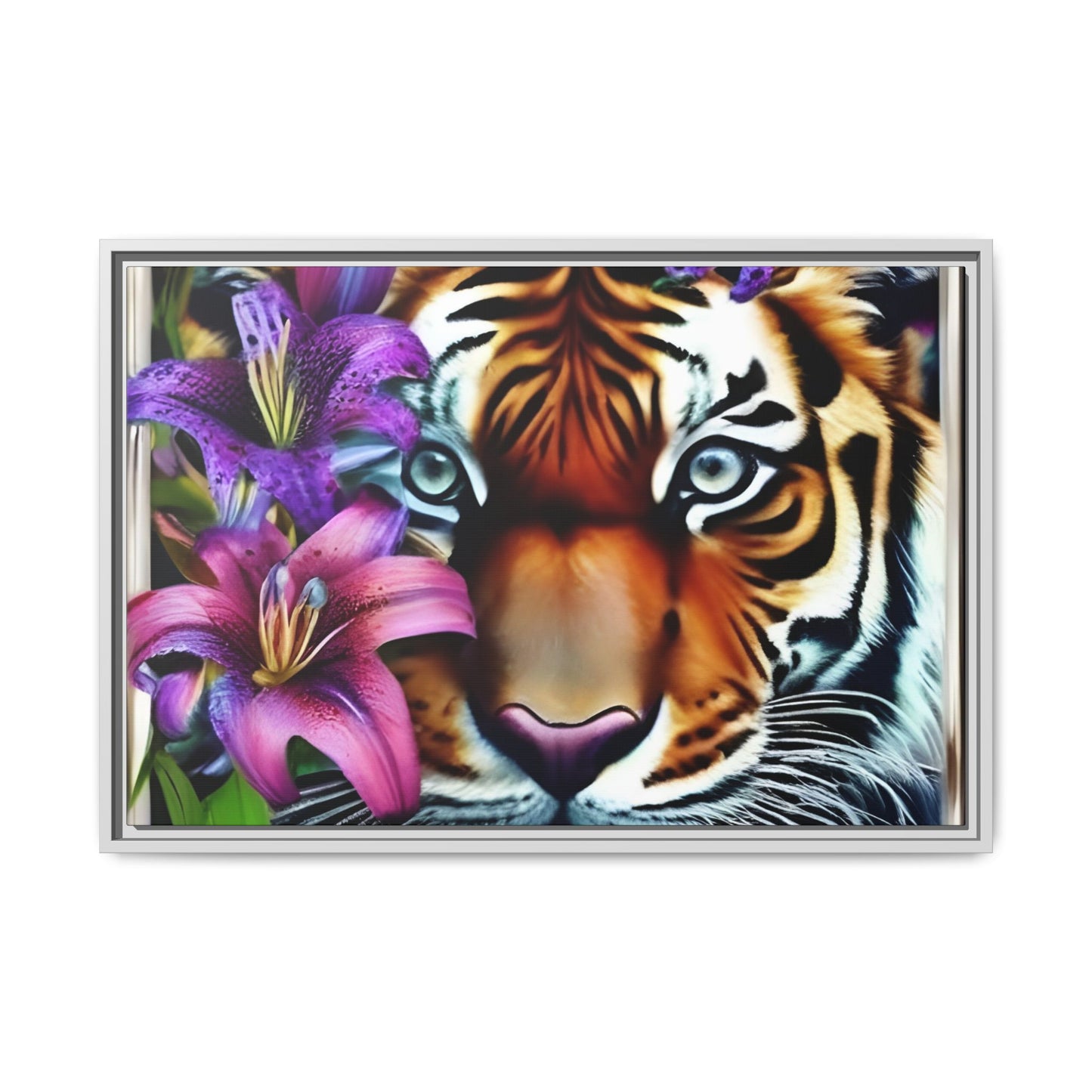 R&RH Vibrant Tiger Floral Framed Canvas Art