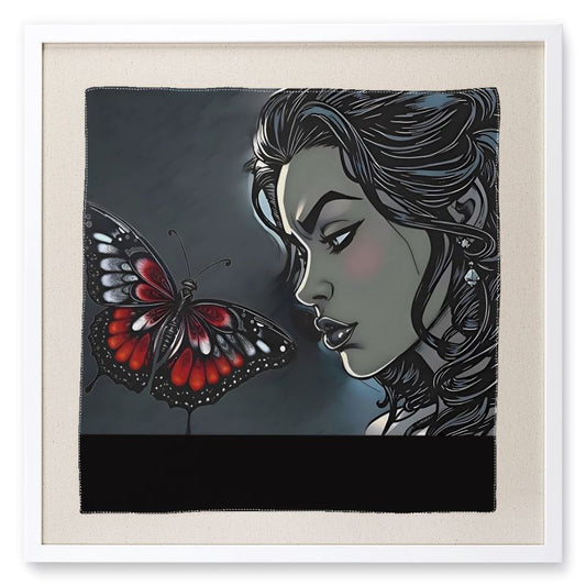 R&RH Black Butterfly Framed Silk Scarf