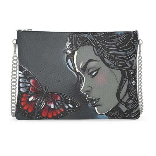 R&RH Black  Beautiful Artistic Butterfly Crossbody Bag With Chain