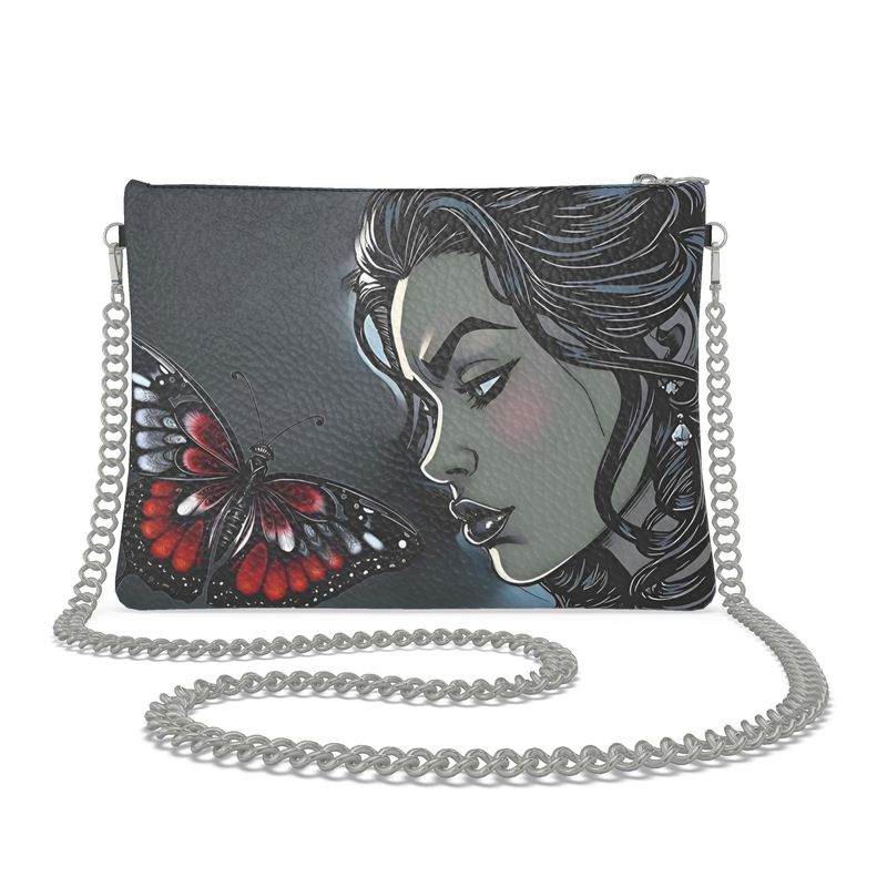 R&RH Black  Beautiful Artistic Butterfly Crossbody Bag With Chain