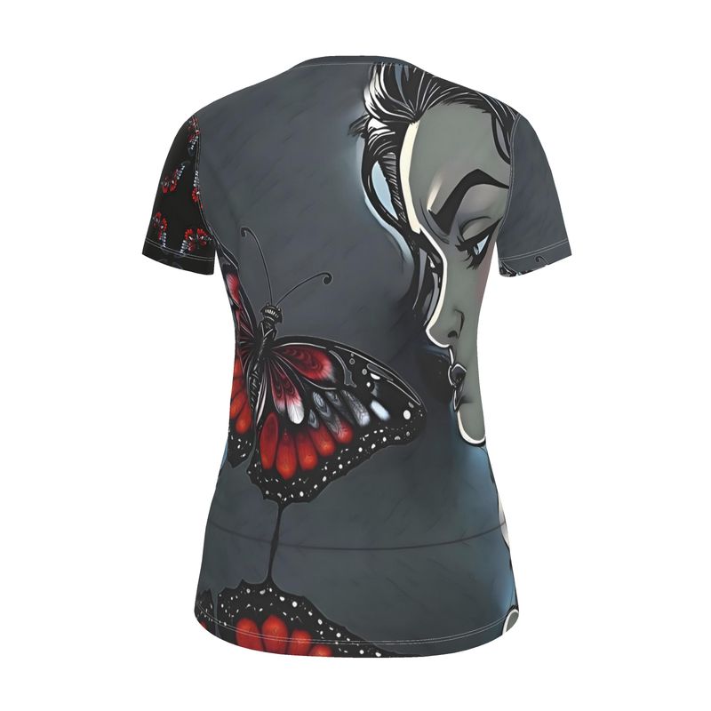 R&RH Beautiful Black Butterfly Artistic Butterfly Designs Womens T-Shirt