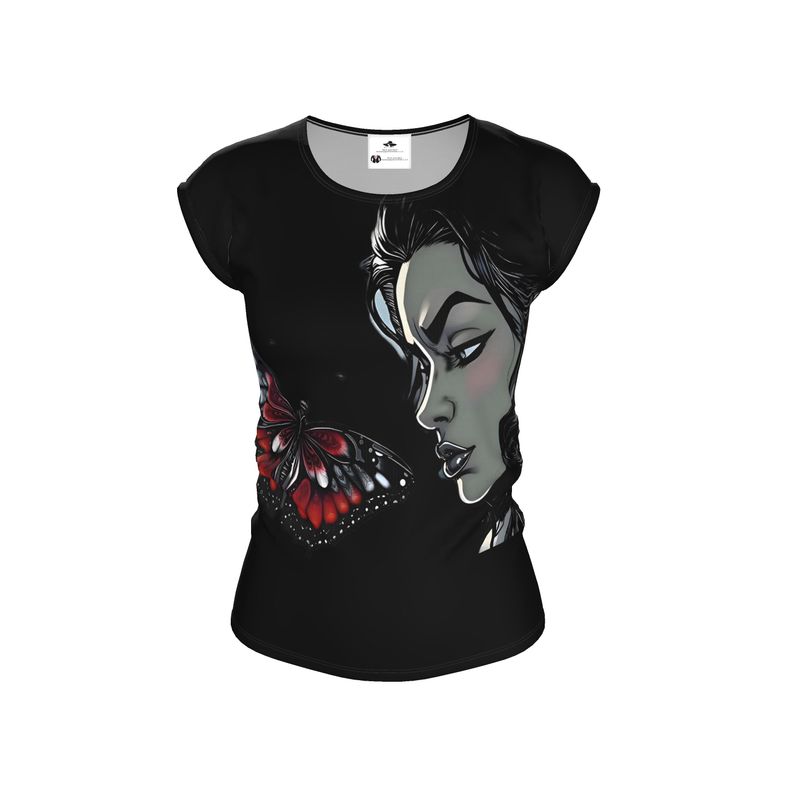 R&RH Black Butterfly Artistic Designs Ladies Loose Fit T-Shirt