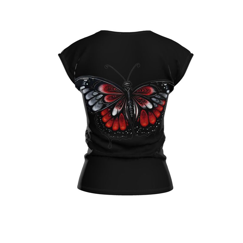 R&RH Black Butterfly Artistic Designs Ladies Loose Fit T-Shirt