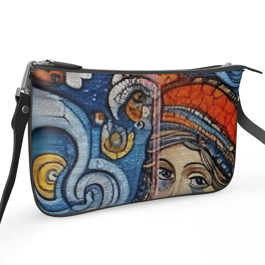 R&RH Whimsical Blue Designer Originals Pochette Double Zip Bag