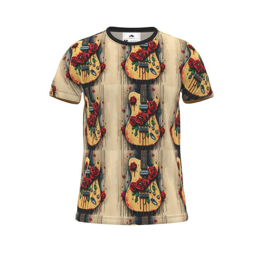 R&RH Brown Unisex T-shirt Guitar With Red Roses