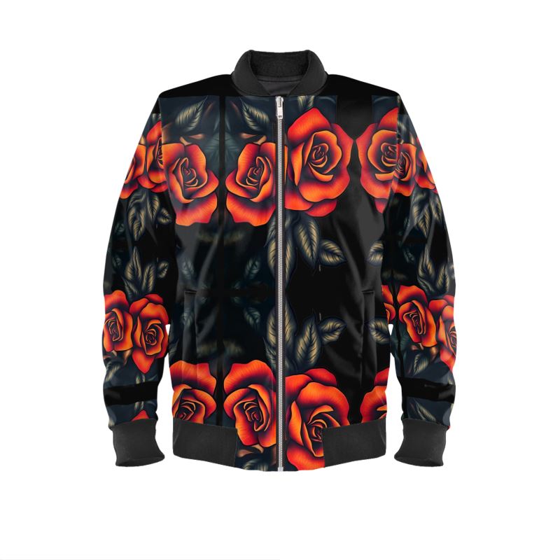 R&RH Burnt Orange Roses Mens Bomber Jacket