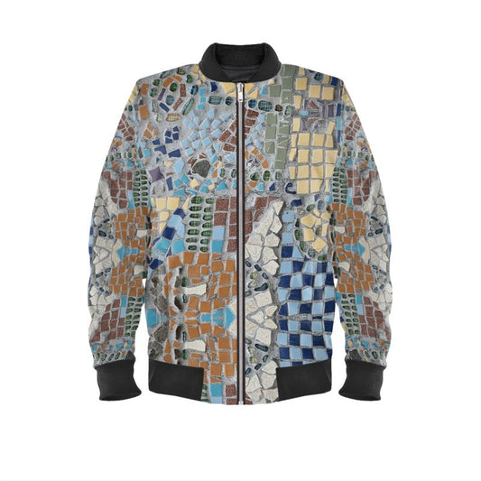 R&RH Earthtone Brick Blue Mens Bomber Jacket