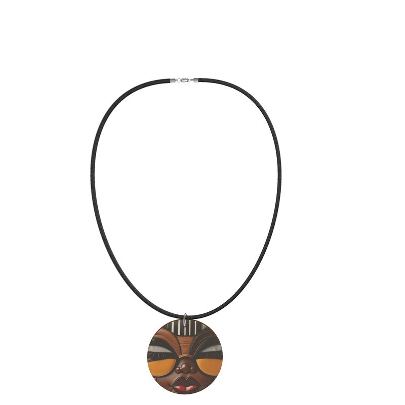 R&RH Ethnic Caricature Square Brown Wooden Organic Necklace