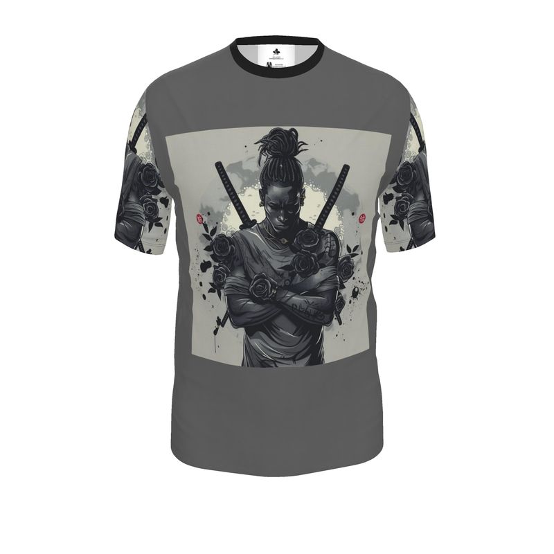 R&RH Ninja With Swords Made Of Black Roses Grey Mens T-Shirt