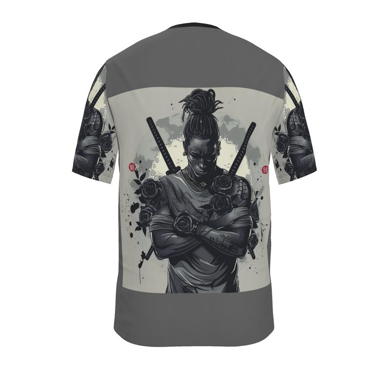 R&RH Ninja With Swords Made Of Black Roses Grey Mens T-Shirt