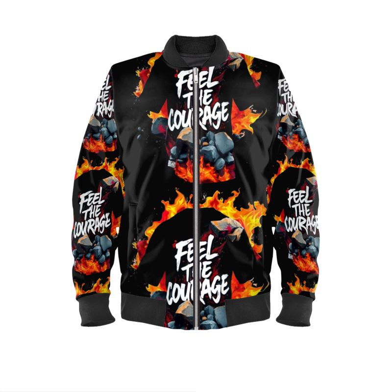 R&RH Feel The Courage Mens Black Bomber Jacket