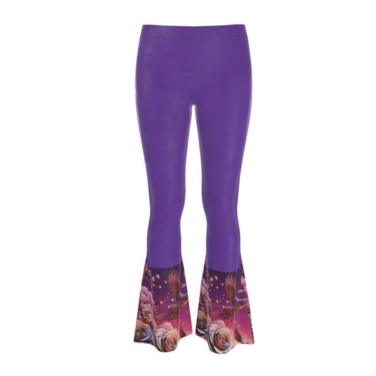 R&RH Flowery Abstract High Waisted Flared Leggings