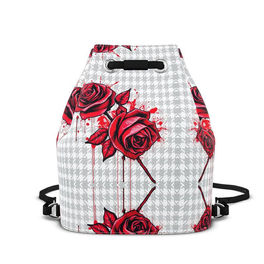 R&RH Red Roses Womens Nappa Leather Bucket Backpack