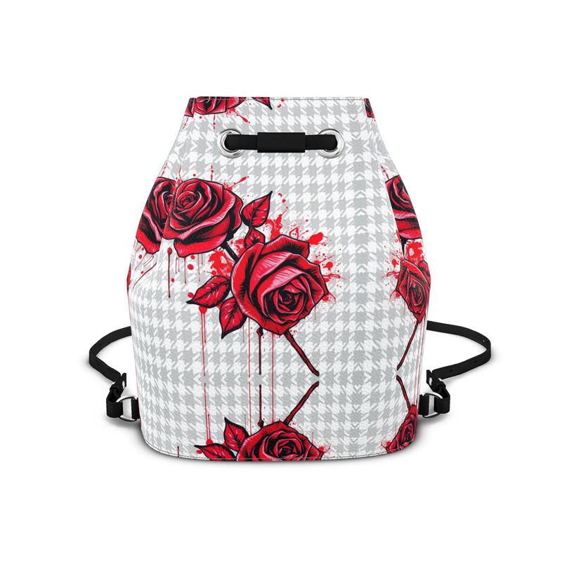 R&RH Red Roses Womens Nappa Leather Bucket Backpack