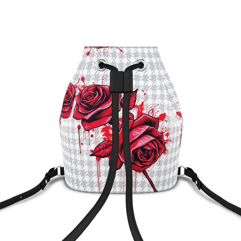 R&RH Red Roses Womens Nappa Leather Bucket Backpack