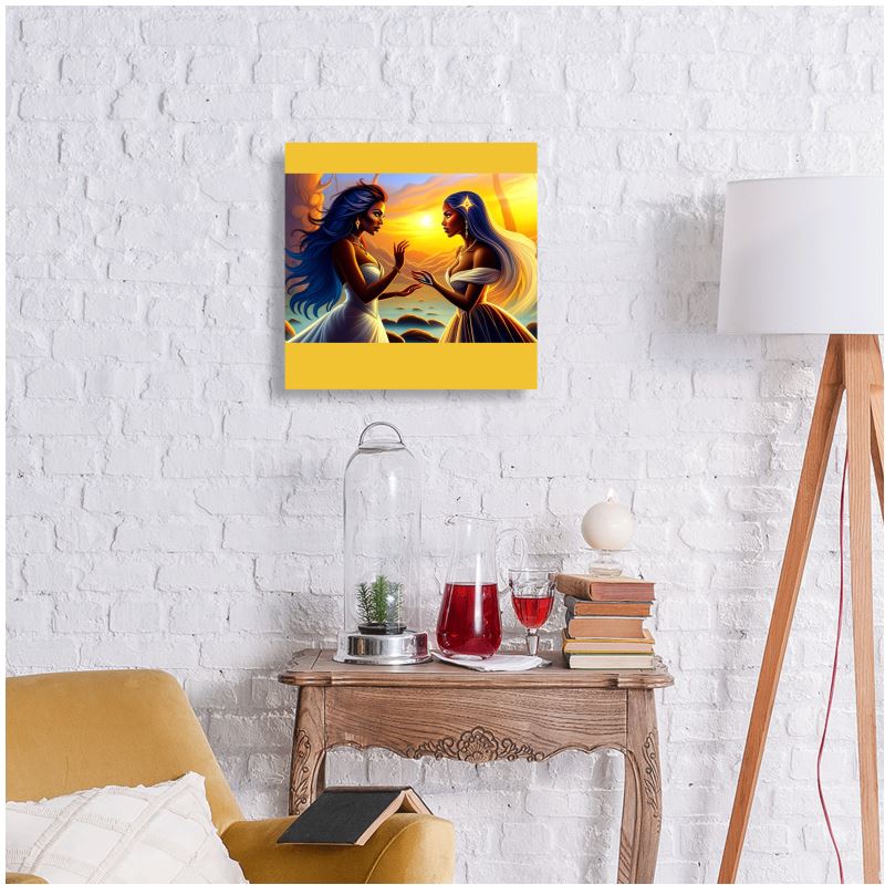 Shadow Sisters Yellow Metal Print Design