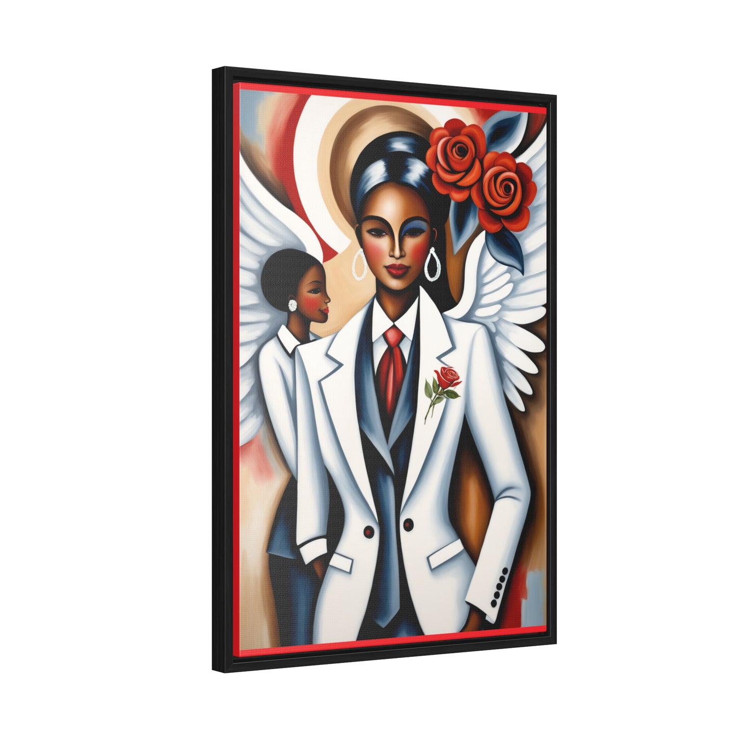 R&RH Red and White Angels Smile Canvas Portrait Empowering Gallery Canvas Wrap - Modern Art for Inspirational Spaces