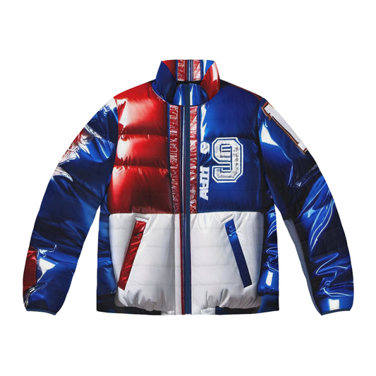 R_RH Red, White, and Blue Basketball Love Men's Puffer Jacket