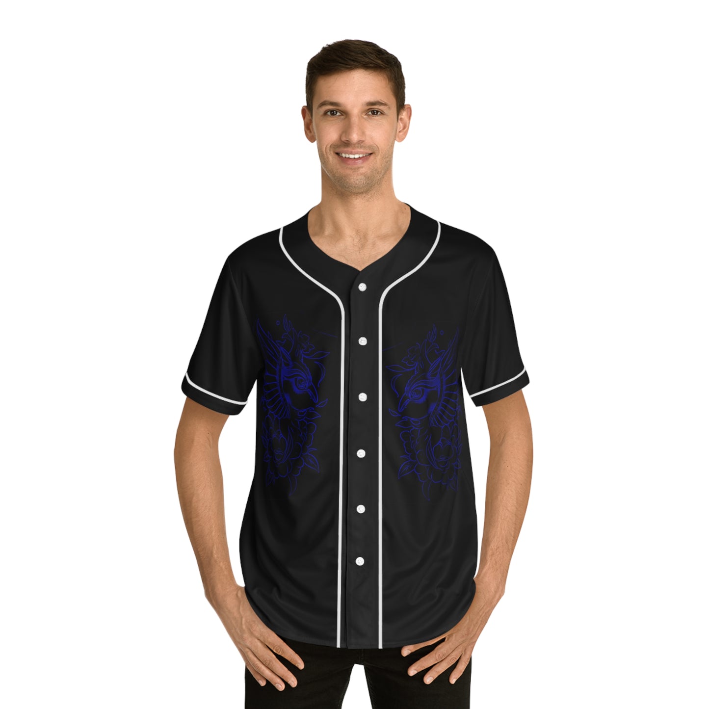 R&RH Men's Baseball Jersey with Blue Dragon Design