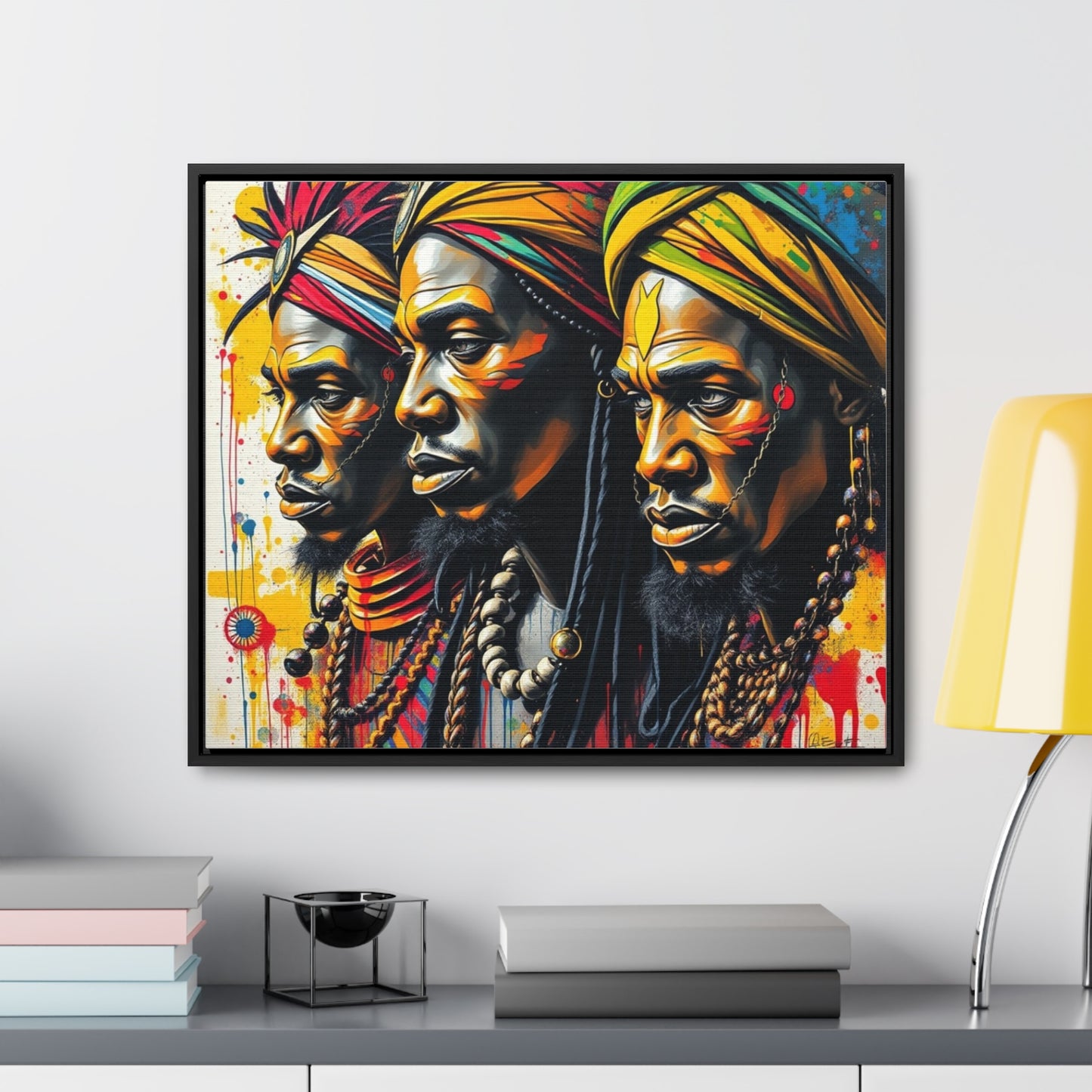 R&RH Cultural Heritage Canvas Wrap - Vibrant Art of Three Warriors