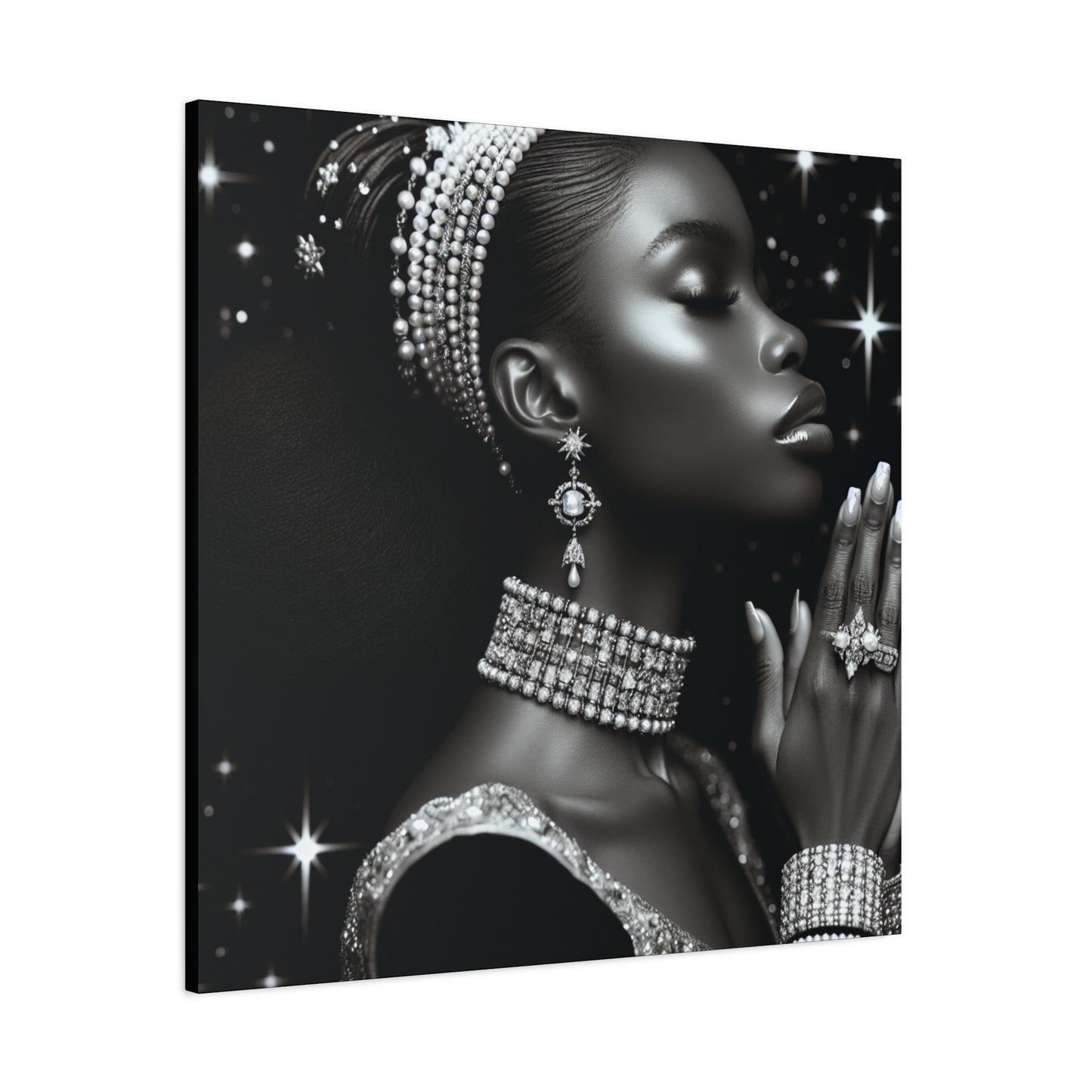 Elegant Black Woman Canvas Art - Stretched Wall Decor for Home