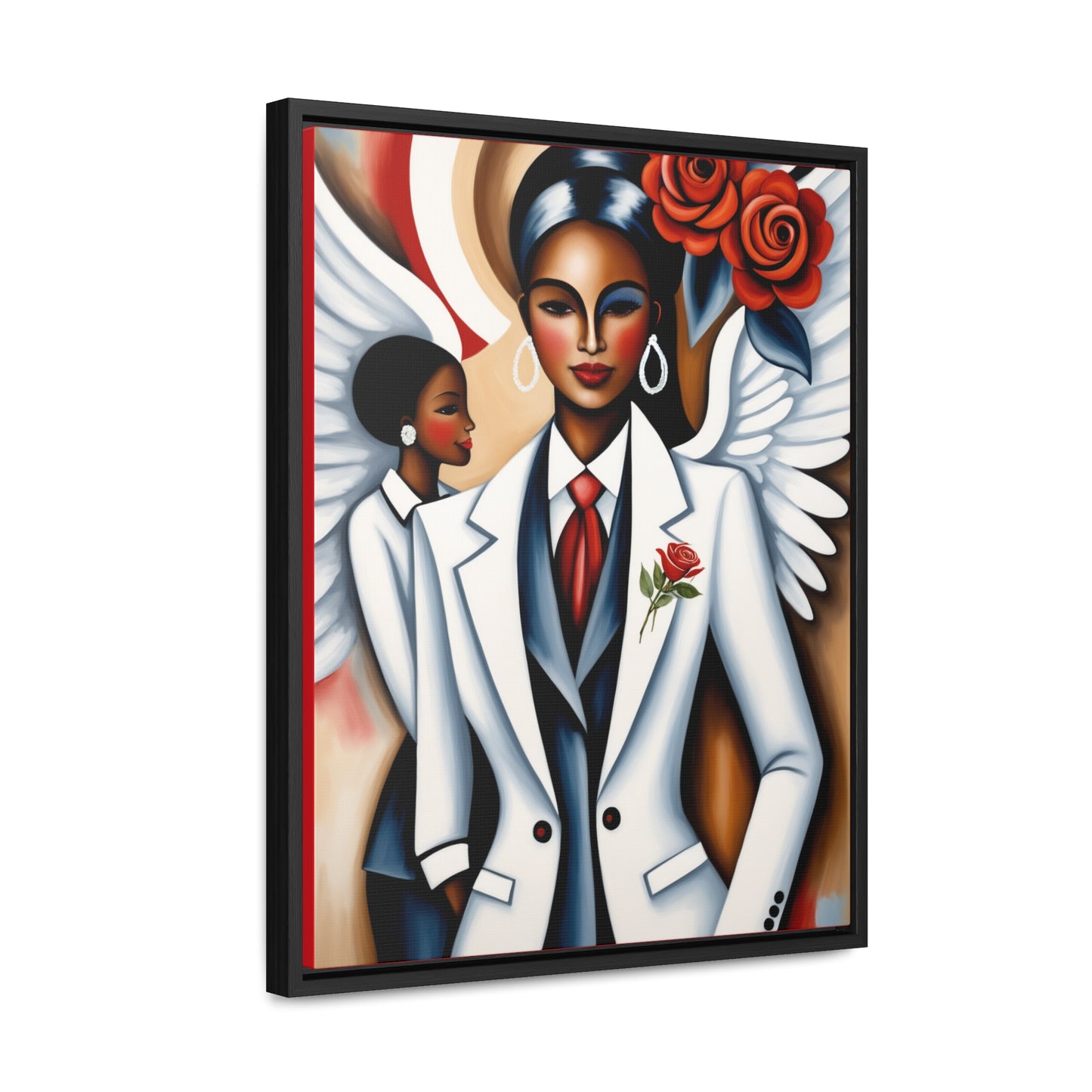 R&RH Red and White Angels Smile Canvas Portrait Empowering Gallery Canvas Wrap - Modern Art for Inspirational Spaces