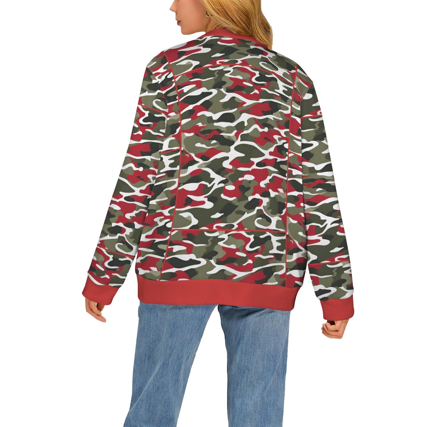 R&RH Womens camoflage and Red Designer Sweater