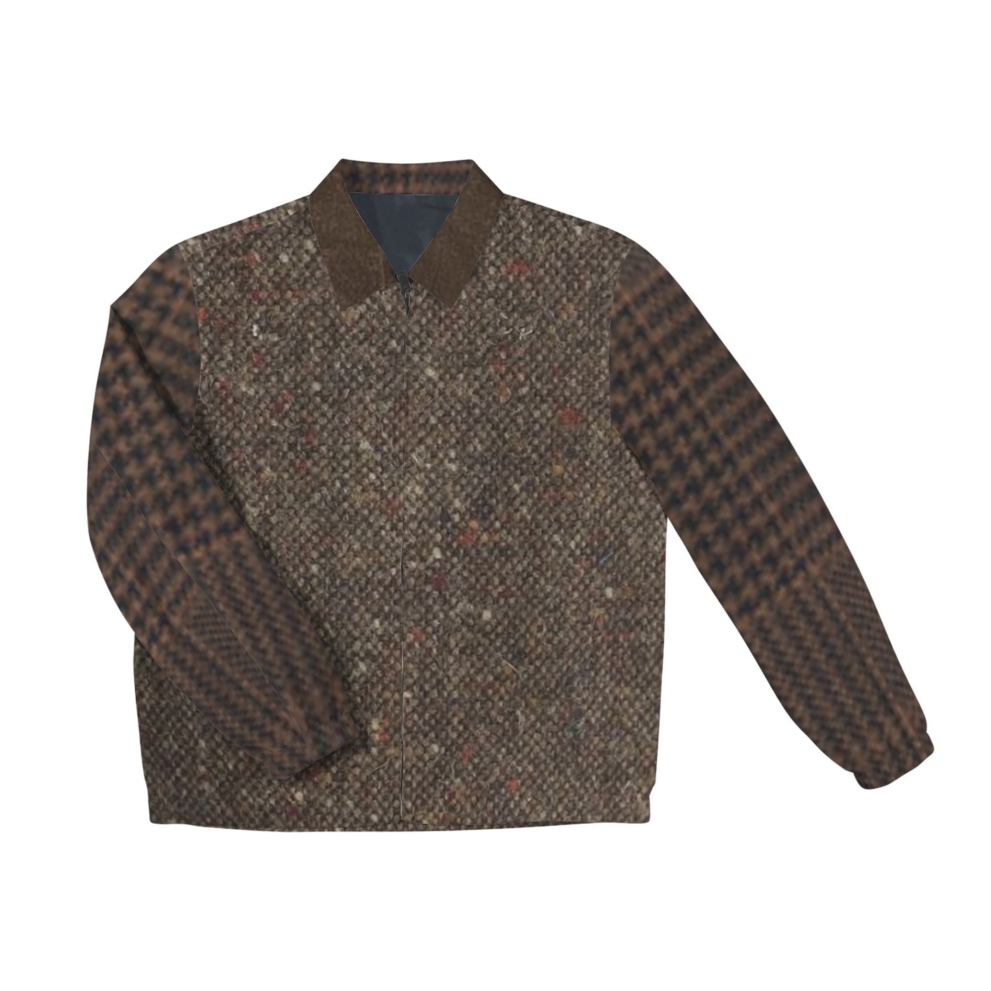 R&RH Men's Brown Tweed Look Turn-Down Collar Jacket