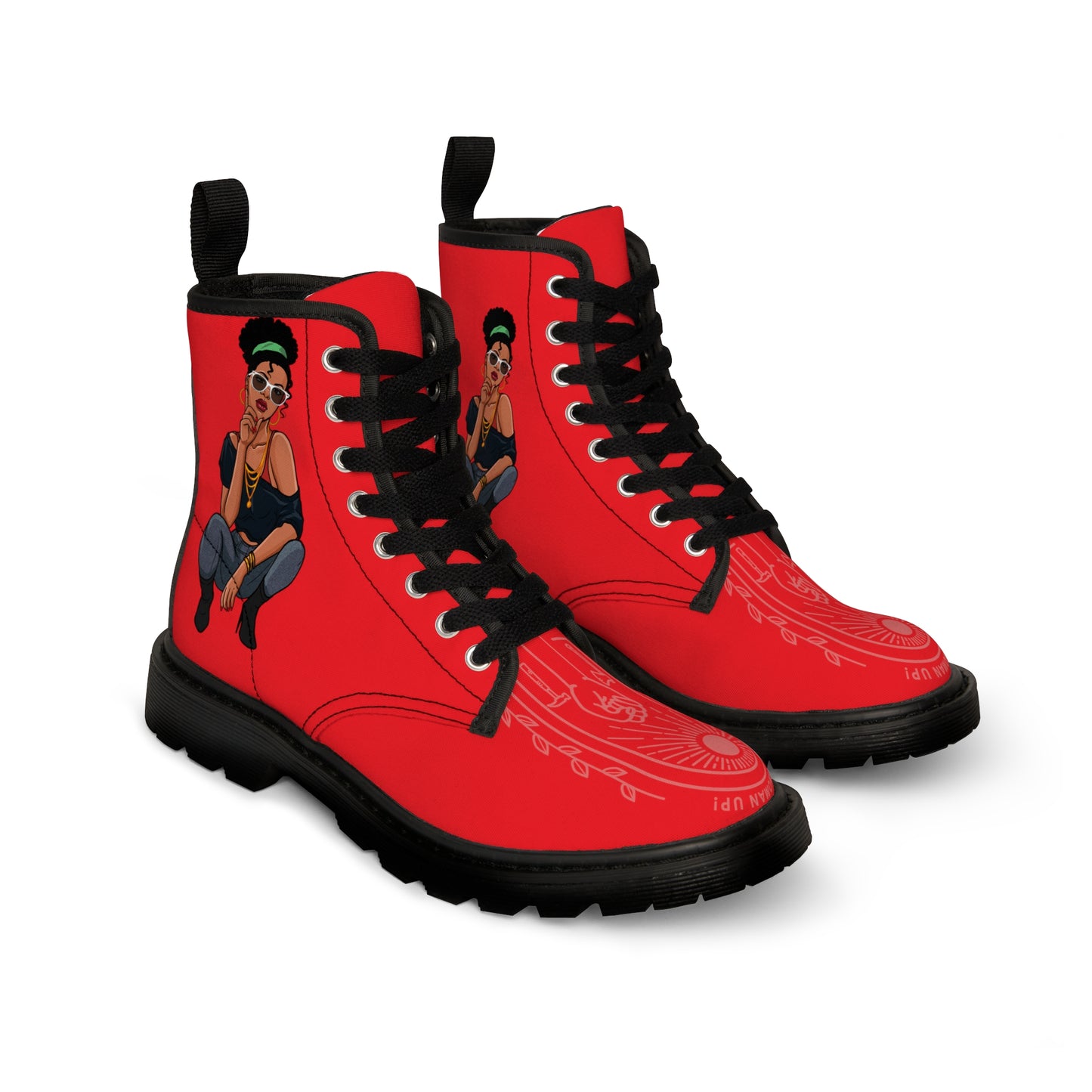 R_RH Women's Red Design Canvas Boots - Rich and Rich Homeopportunities 