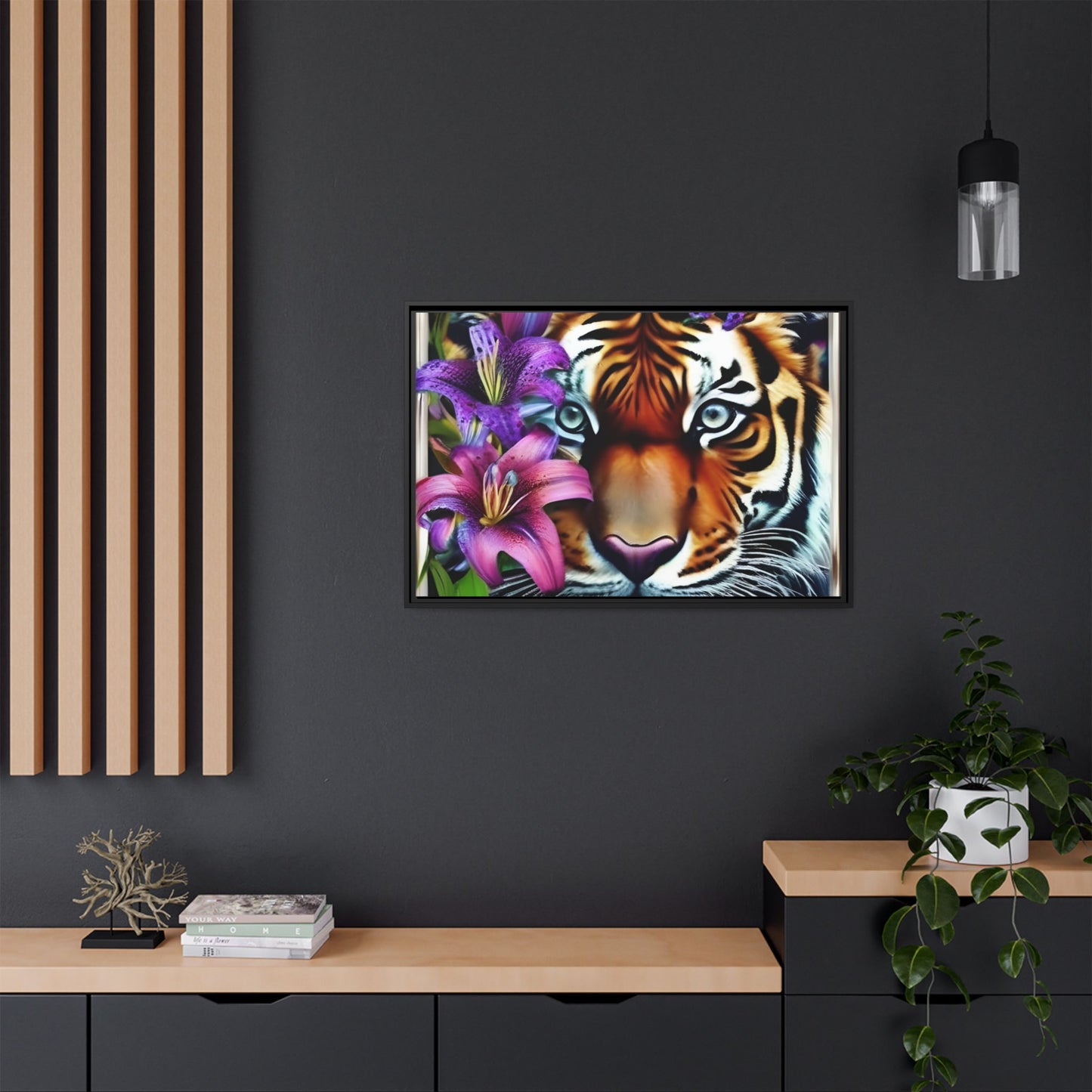 R&RH Vibrant Tiger Floral Framed Canvas Art