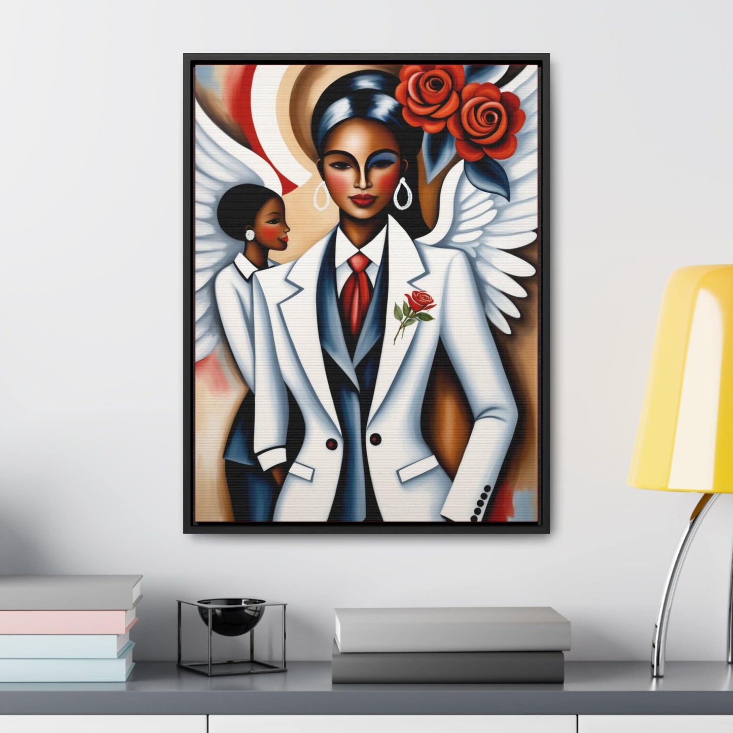 R&RH Red and White Angels Smile Canvas Portrait Empowering Gallery Canvas Wrap - Modern Art for Inspirational Spaces