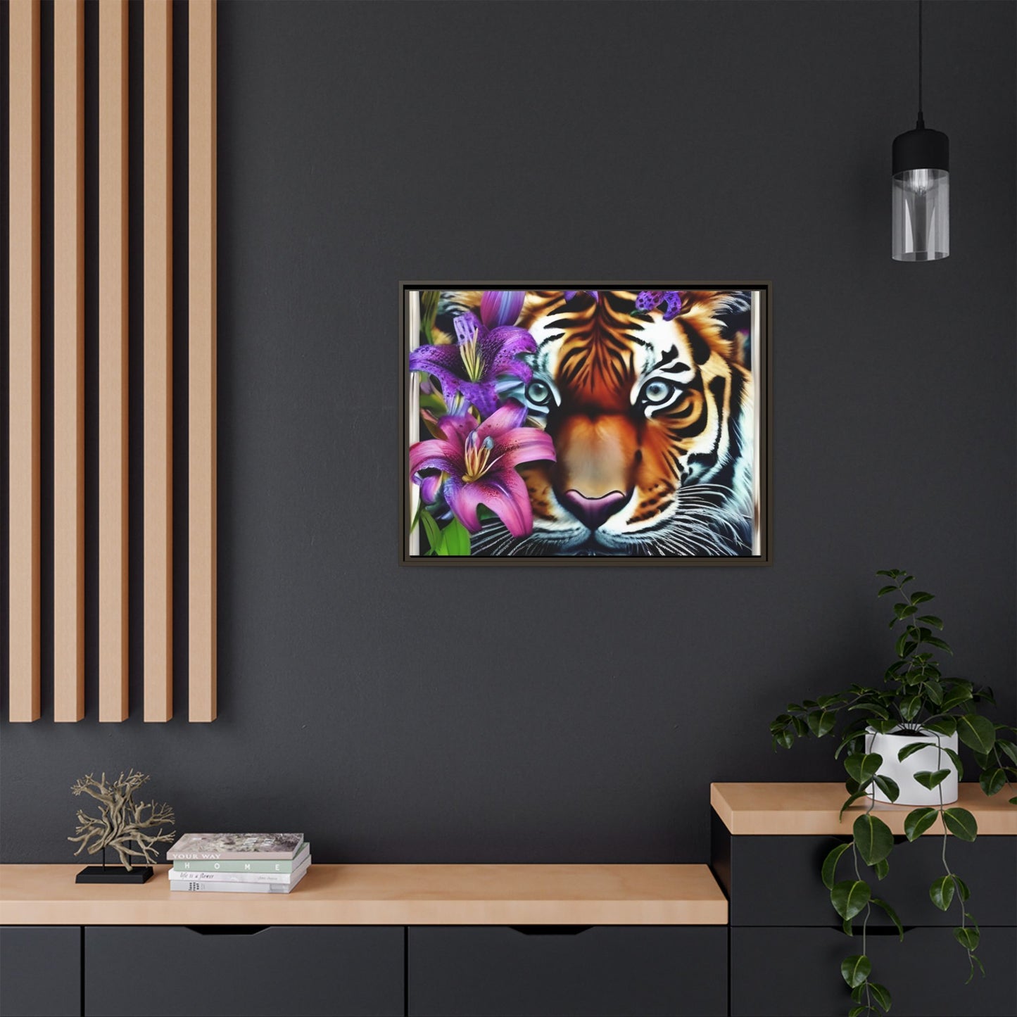 R&RH Vibrant Tiger Floral Framed Canvas Art