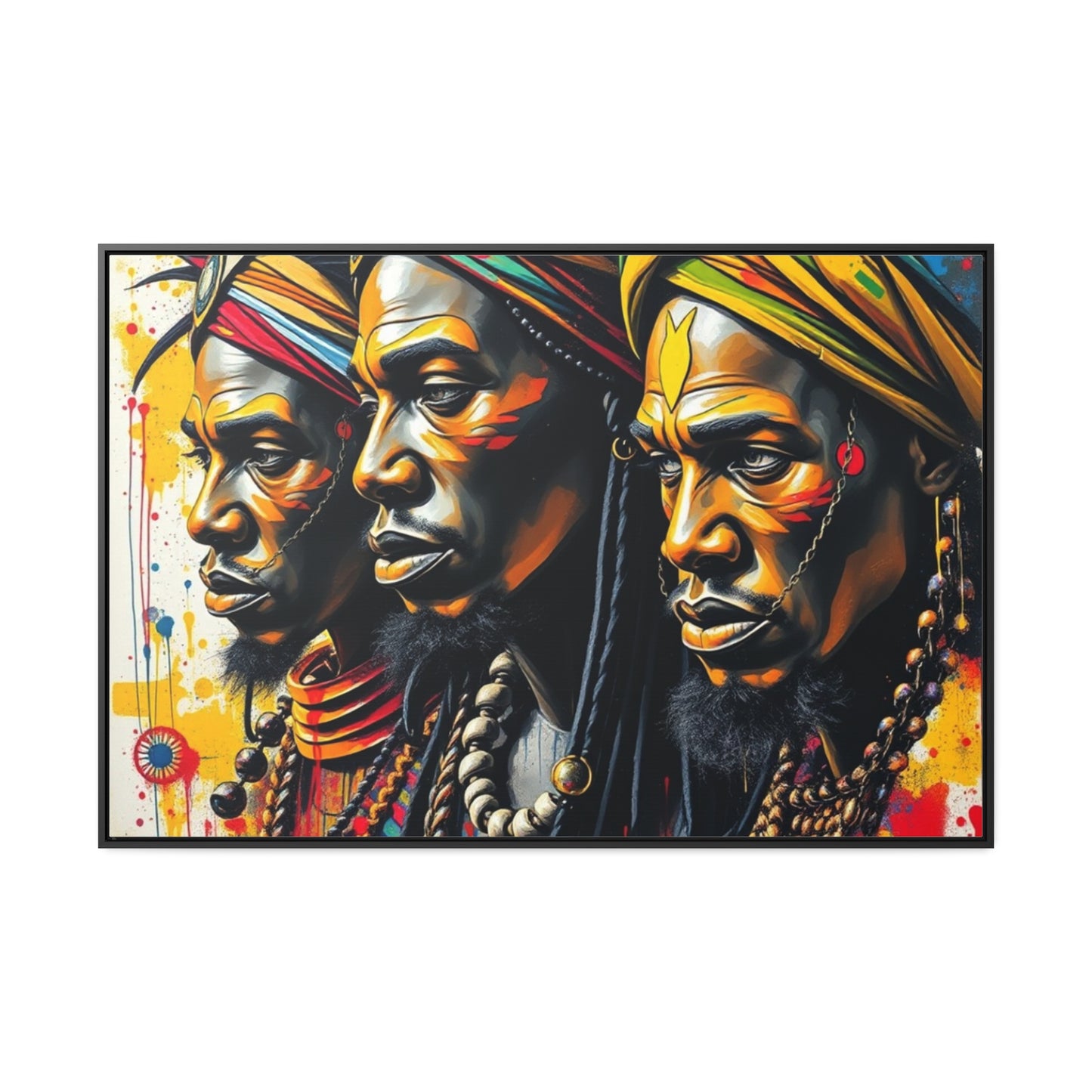 R&RH Cultural Heritage Canvas Wrap - Vibrant Art of Three Warriors