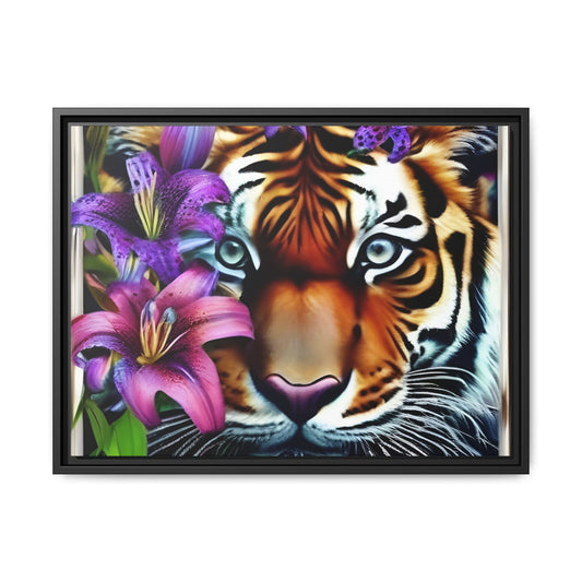 R&RH Vibrant Tiger Floral Framed Canvas Art