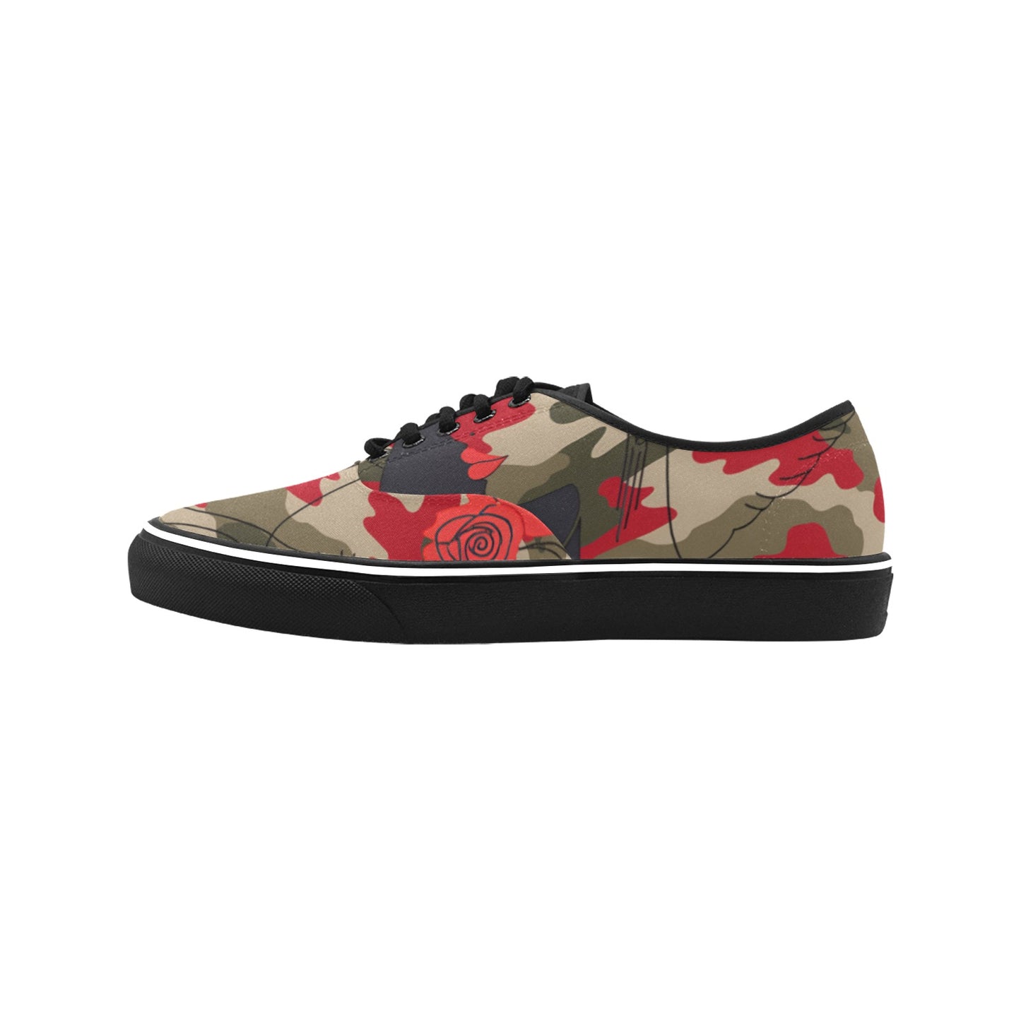 R&RH Woman With Rose Womens Camoflage Low Top Designer Sneakers