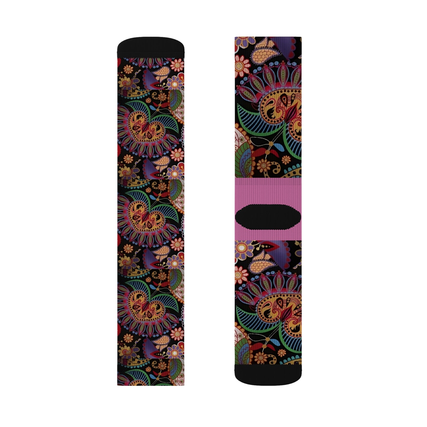 R&RH Pink Designer Floral Sublimation Socks