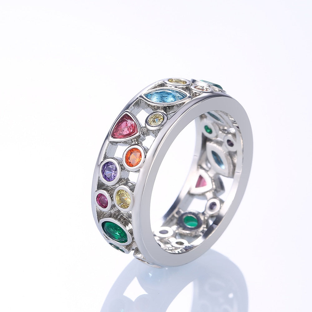 Colorful Women Hollow Out Geometric Stone Rings