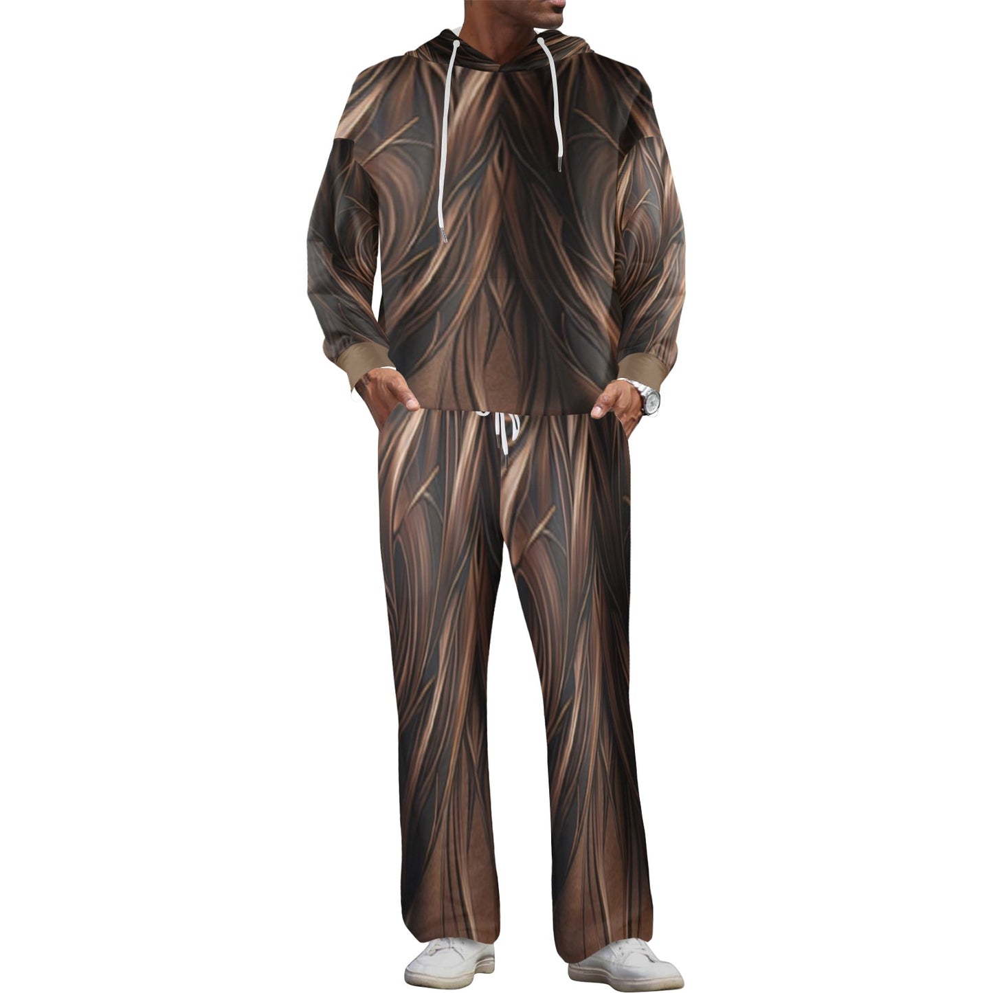 R&RH Designer Men's Tracksuit Men's Streetwear Flared Brown Tracksuit