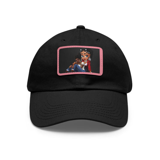 Caricature Black-Pink Hat with Leather Patch