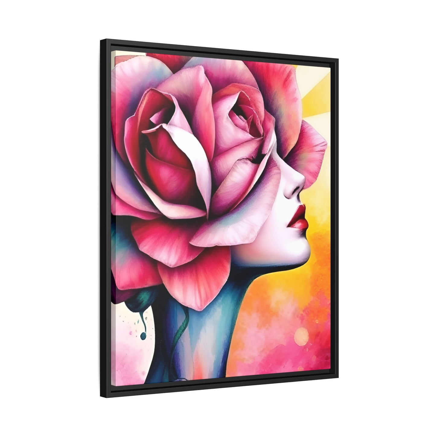 R&RH Framed Wall Art - Vibrant Floral Woman Portrait