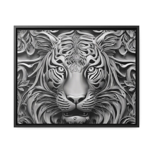 R&RH Black and White Lion Gallery Canvas With Horizontal Frame