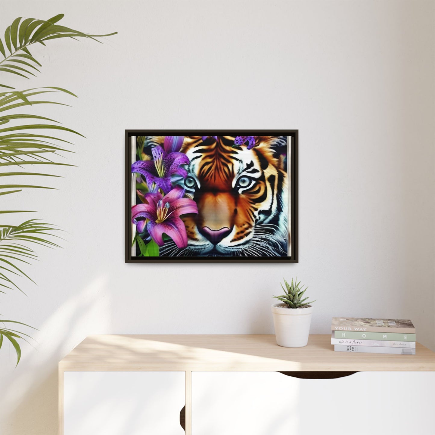 R&RH Vibrant Tiger Floral Framed Canvas Art