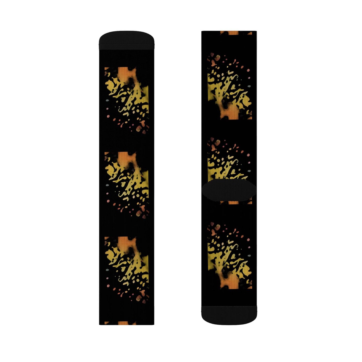 R&RH Unique Sublimation Black Unisex Socks with Colorful Design - Perfect for Gifting and Everyday Wear