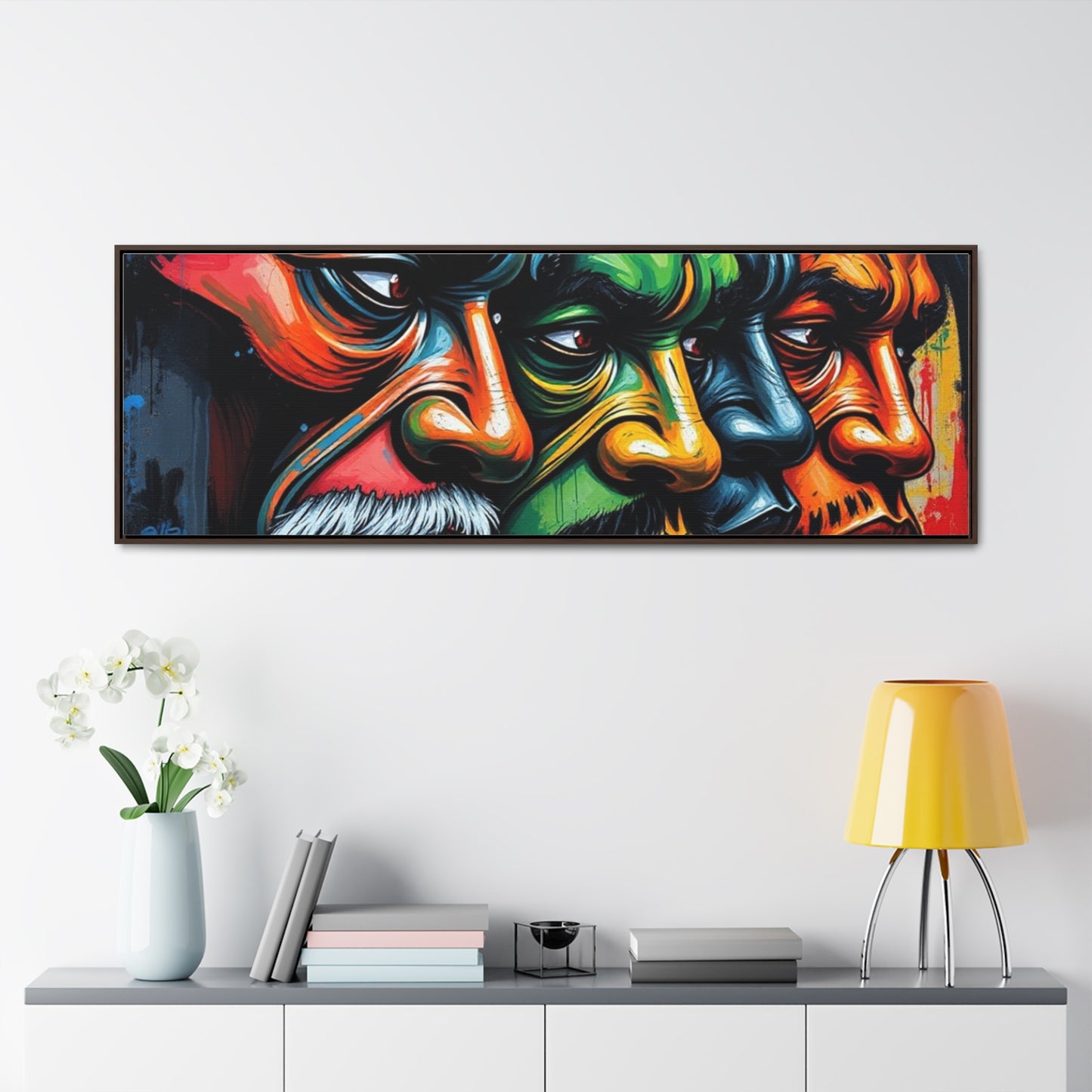 R&RH Vibrant Gallery Canvas Wraps - Horizontal Framed Art featuring Colorful Changing Faces