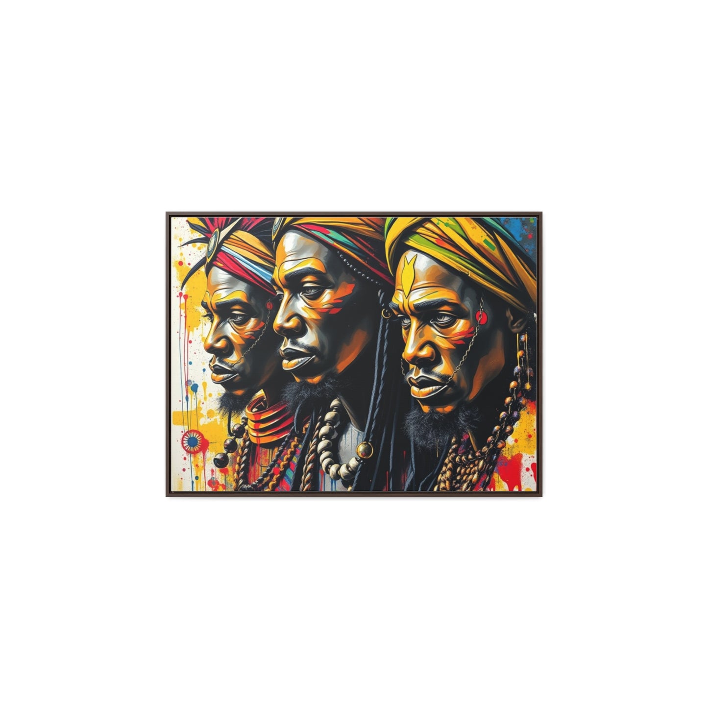 R&RH Cultural Heritage Canvas Wrap - Vibrant Art of Three Warriors