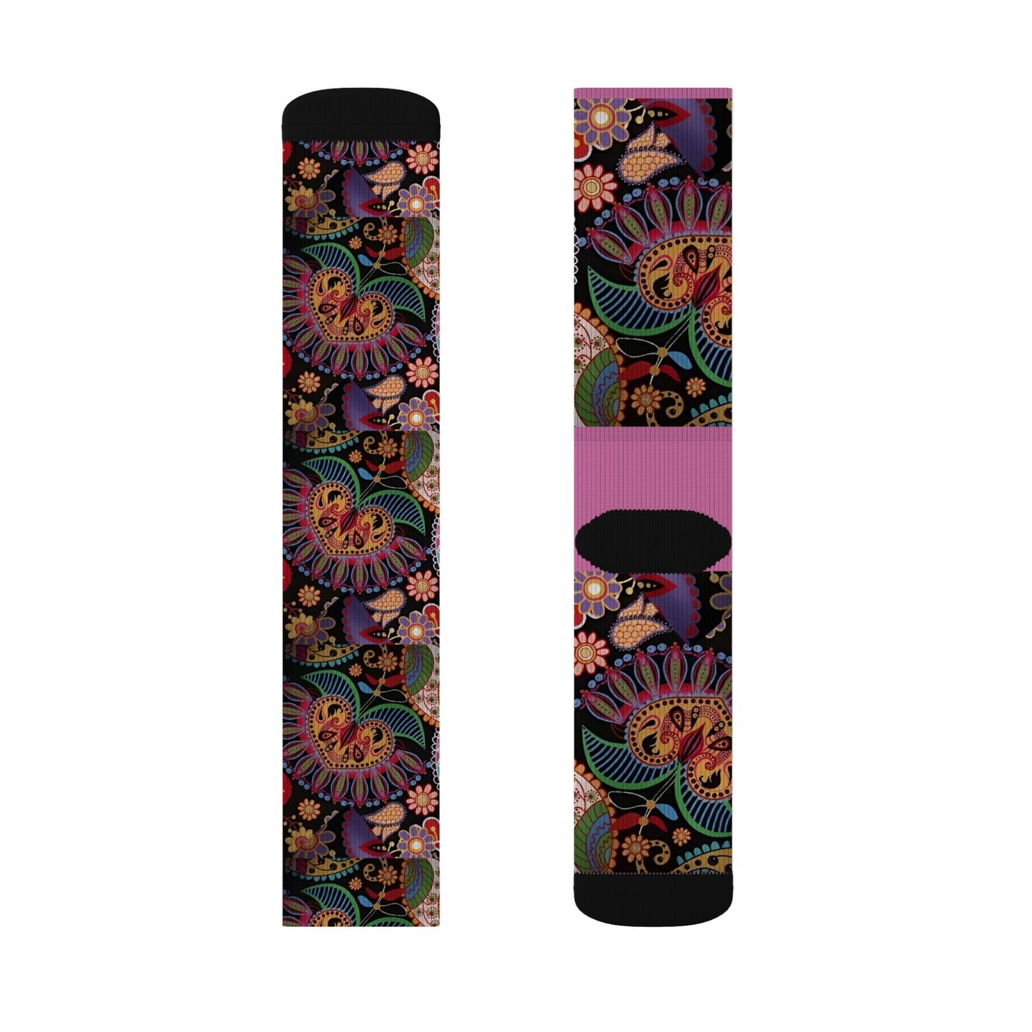 R&RH Pink Designer Floral Sublimation Socks